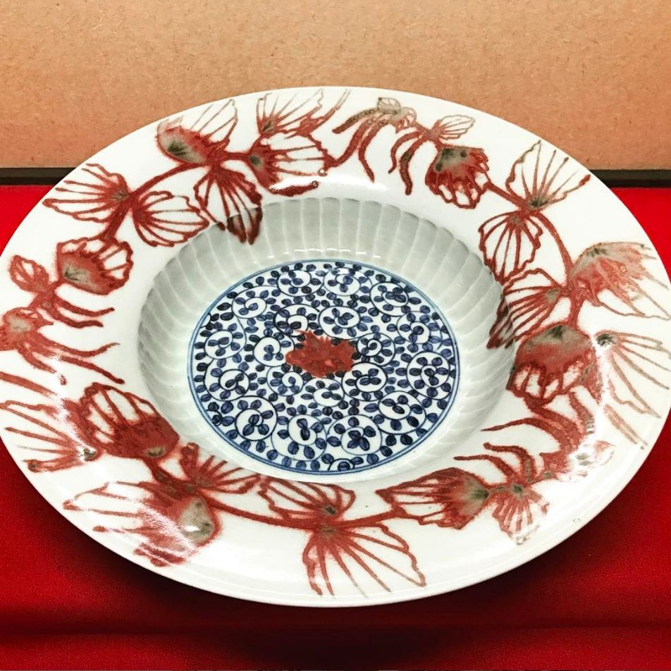 鶴亀意 花入 華洛音羽山窯 鶴亀意 花入 華洛音羽山窯